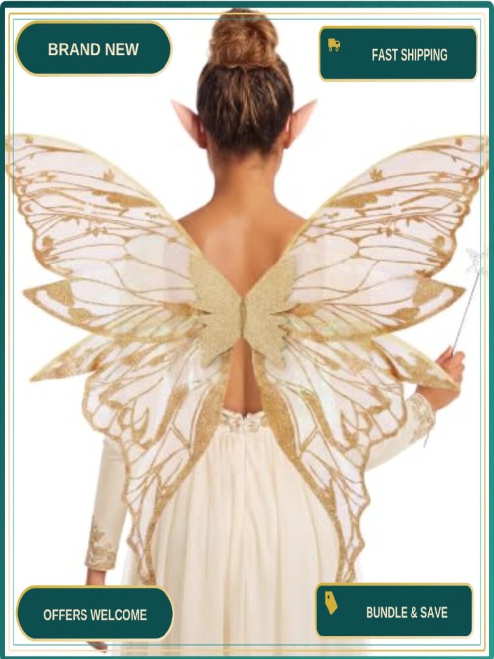 Fairy Wings Butterfly Cosplay Organza Costume Set with Lace Gloves